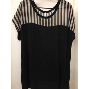 Black blouse with Black and Tan sheer stripes